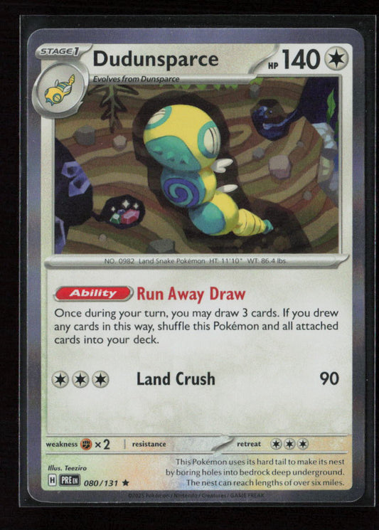 Dudunsparce Rare SV: Prismatic Evolutions 080/131 NM