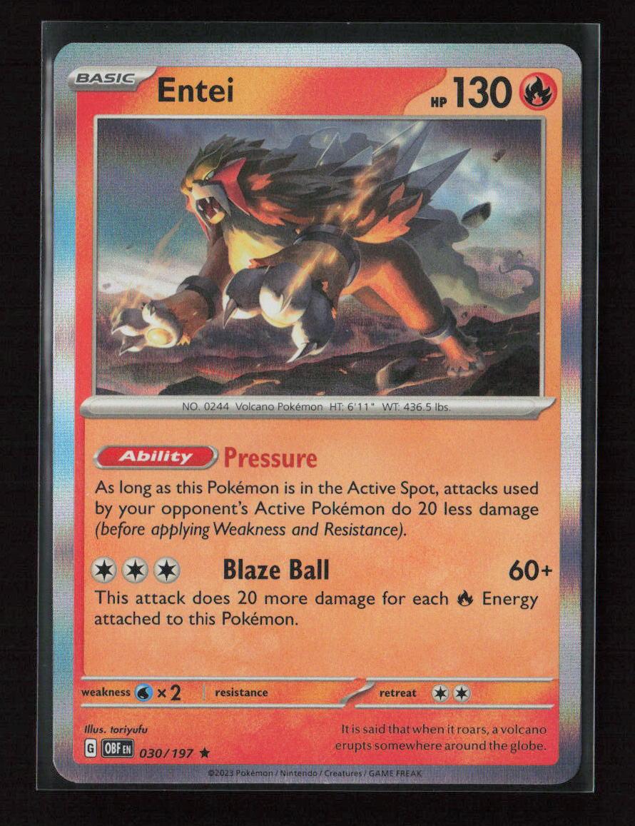 Entei Rare SV03: Obsidian Flames 030/197 NM - Kang's Collectibles
