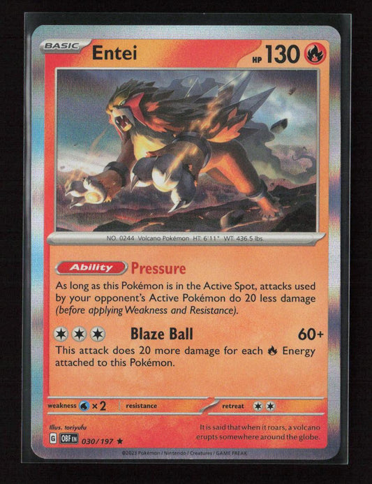 Entei Rare SV03: Obsidian Flames 030/197 NM - Kang's Collectibles