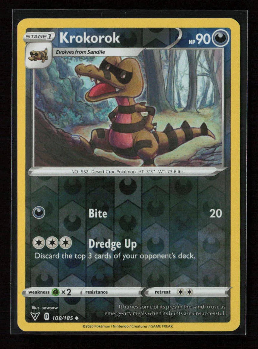 Krokorok Uncommon SWSH04: Vivid Voltage 108/185 LP - Kang's Collectibles