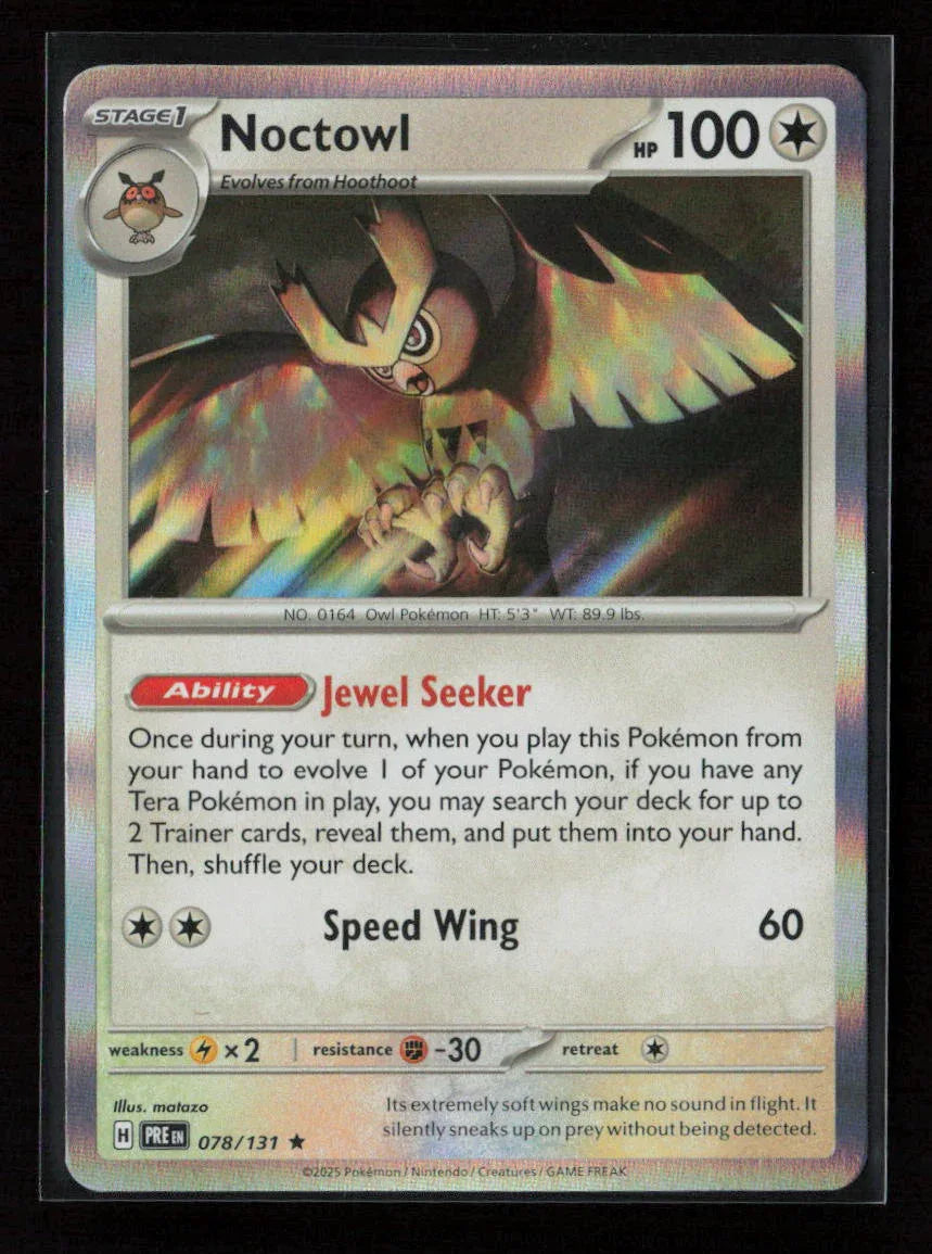 Noctowl Rare SV: Prismatic Evolutions 078/131 NM - Kang's Collectibles