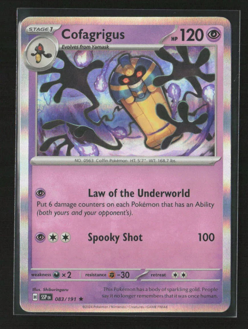 Cofagrigus Rare SV08: Surging Sparks 083/191 NM - Kang's Collectibles