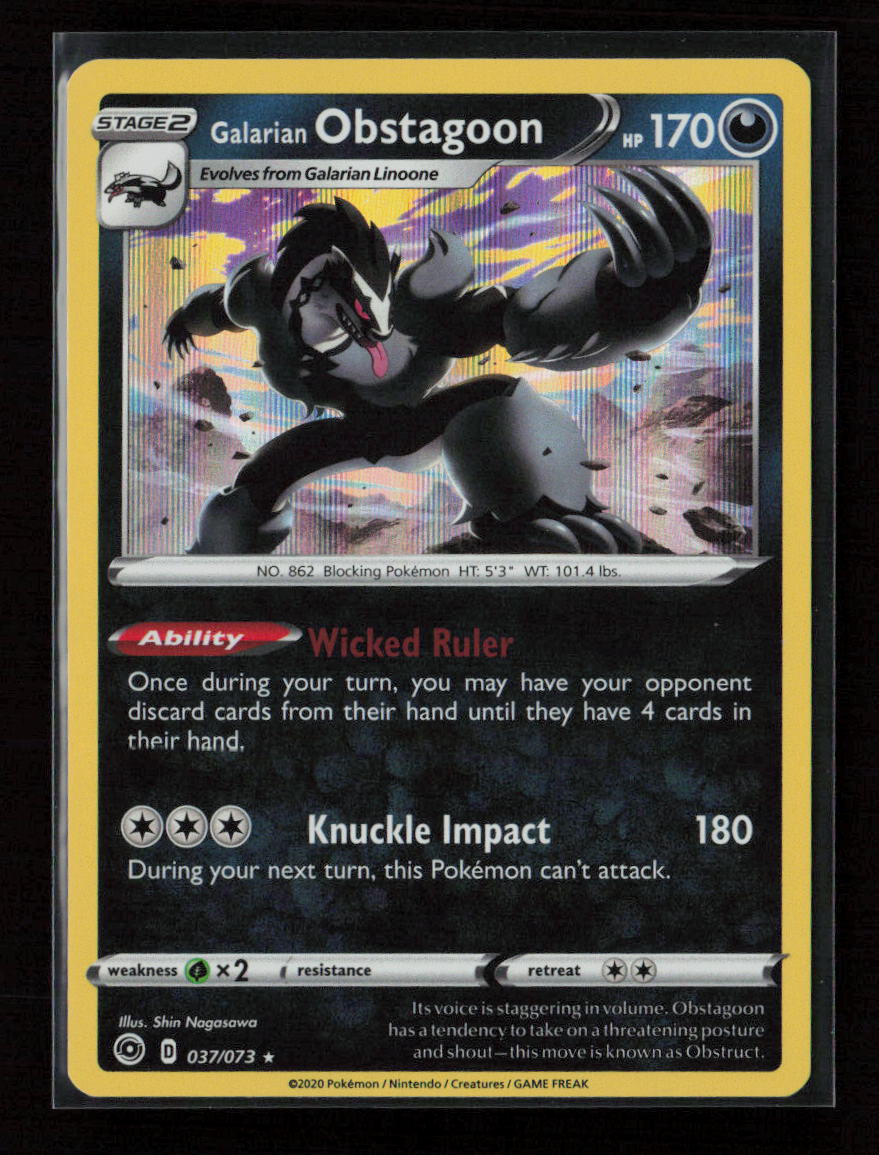 Galarian Obstagoon Holo Rare Champion's Path 37/73 NM