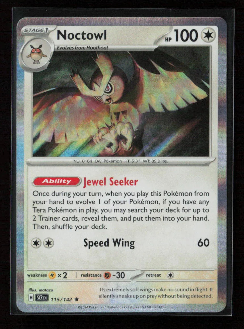 Noctowl Rare SV07: Stellar Crown 115/142 NM - Kang's Collectibles