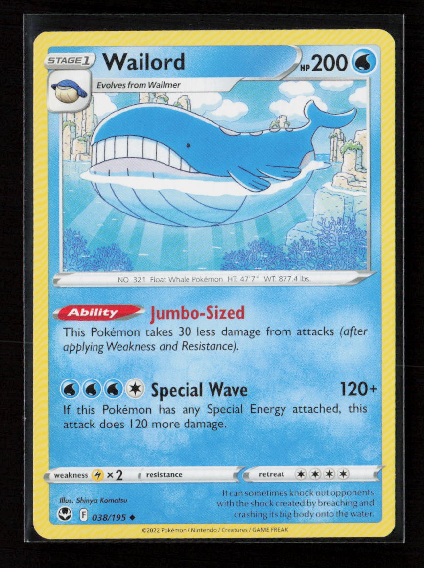 Wailord Uncommon SWSH12: Silver Tempest 038/195 LP