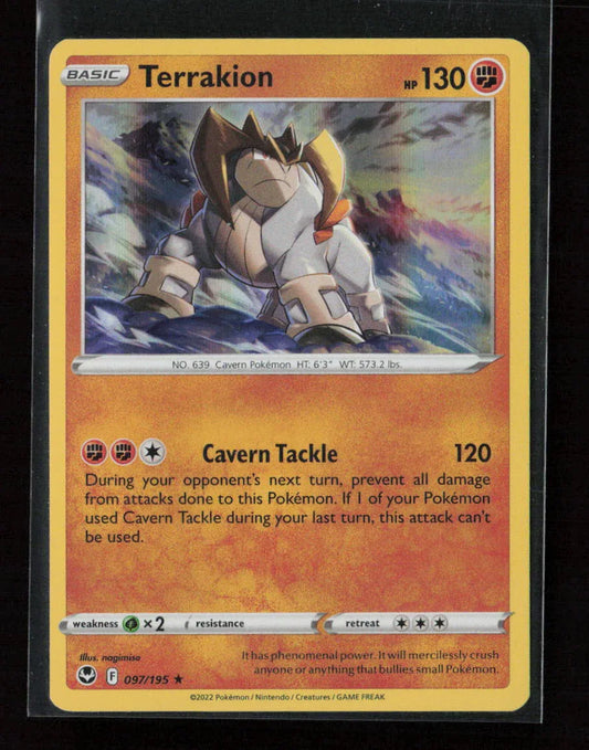 Terrakion Holo Rare SWSH12: Silver Tempest 097/195 NM - Kang's Collectibles