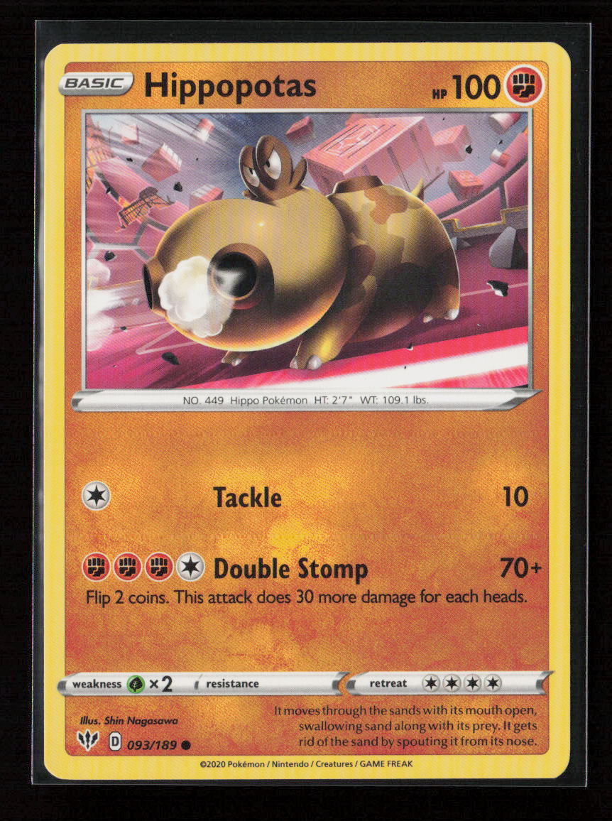 Hippopotas Common SWSH03: Darkness Ablaze 093/189 LP