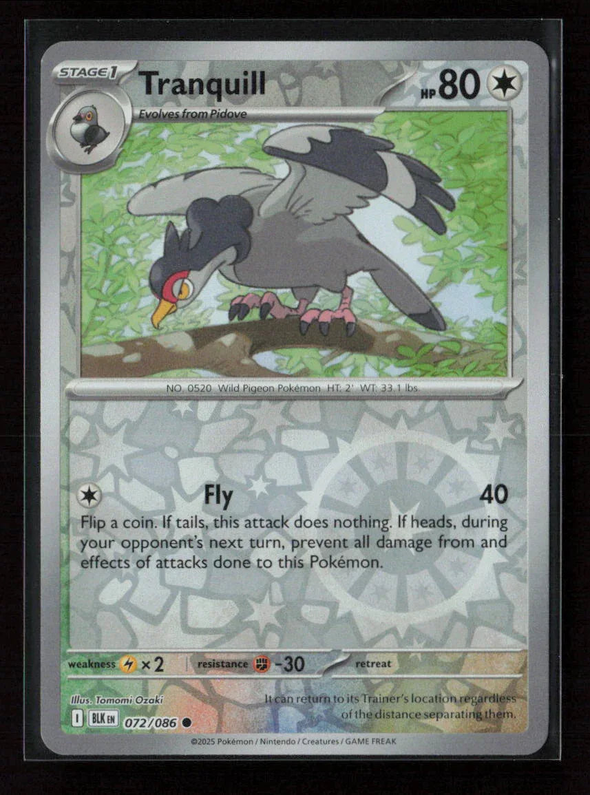 Tranquill Common SV: Black Bolt 072/086 NM - Kang's Collectibles