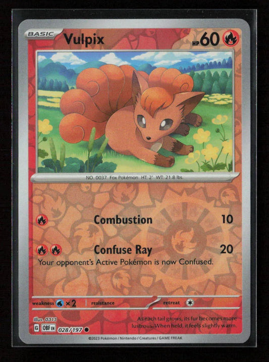 Vulpix Common SV03: Obsidian Flames 028/197 NM - Kang's Collectibles