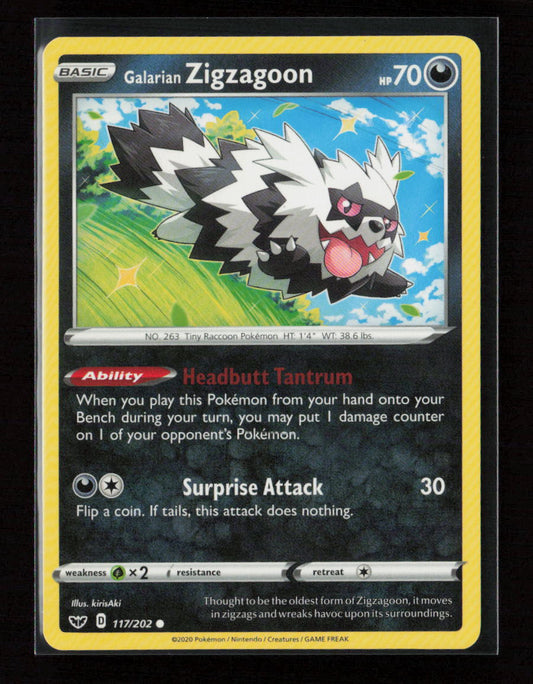 Galarian Zigzagoon Common SWSH01: Sword & Shield Base Set 117/202 LP