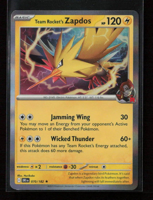 Team Rocket's Zapdos Rare SV10: Destined Rivals 070/182 NM - Kang's Collectibles