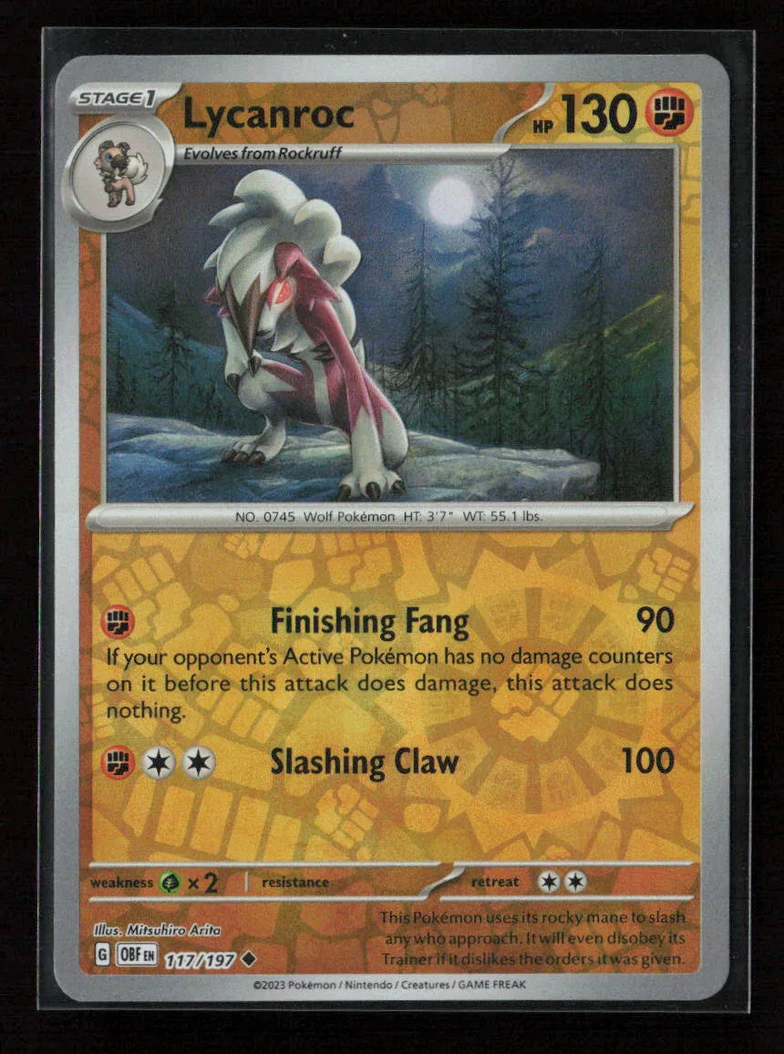 Lycanroc Uncommon SV03: Obsidian Flames 117/197 NM