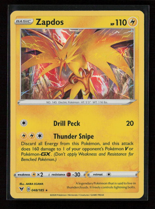 Zapdos Holo Rare SWSH04: Vivid Voltage 048/185 NM