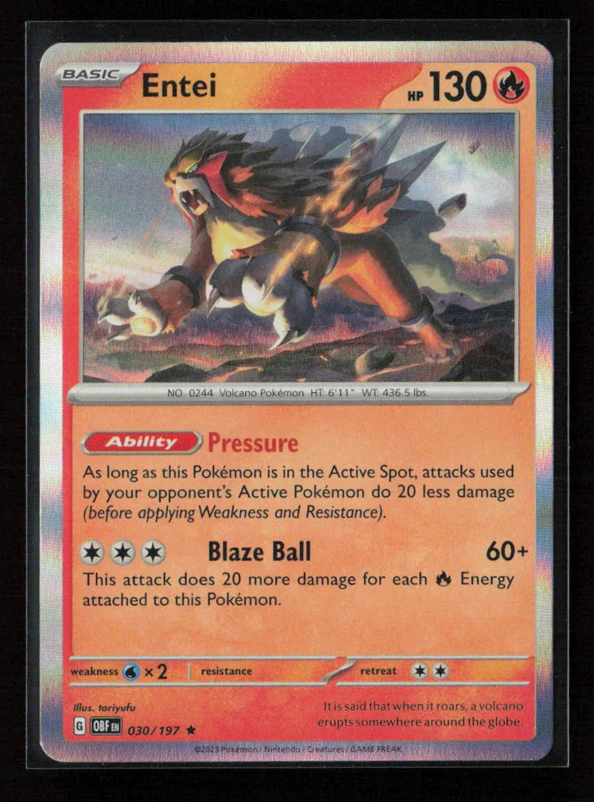 Entei Rare SV03: Obsidian Flames 030/197 NM - Kang's Collectibles