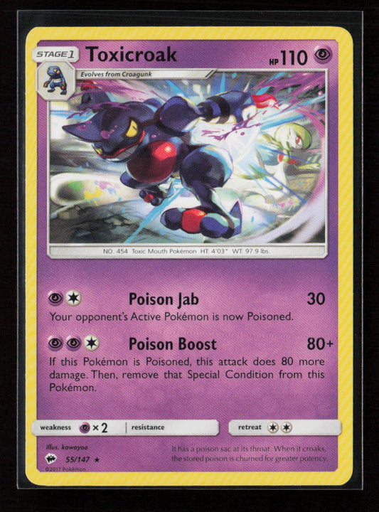 Toxicroak Rare SM - Burning Shadows 55/147 LP