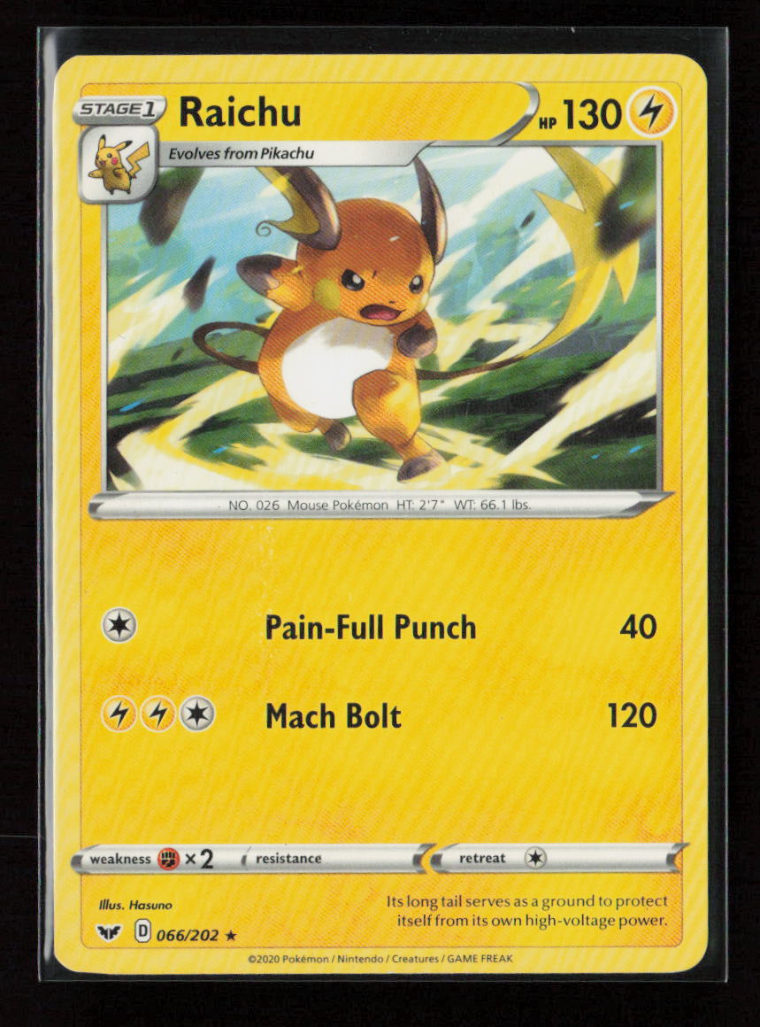 Raichu Rare SWSH01: Sword & Shield Base Set 066/202 LP