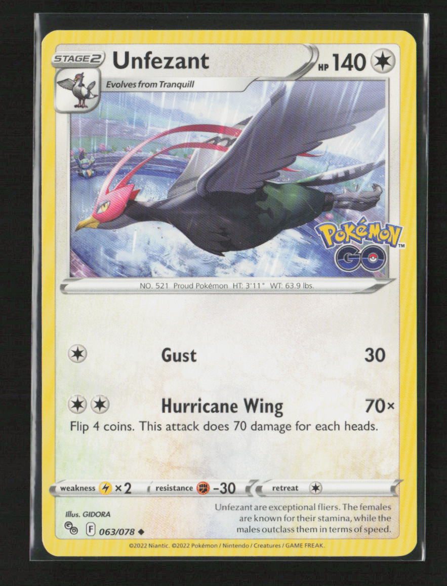 Unfezant Uncommon Pokemon GO 063/078 LP