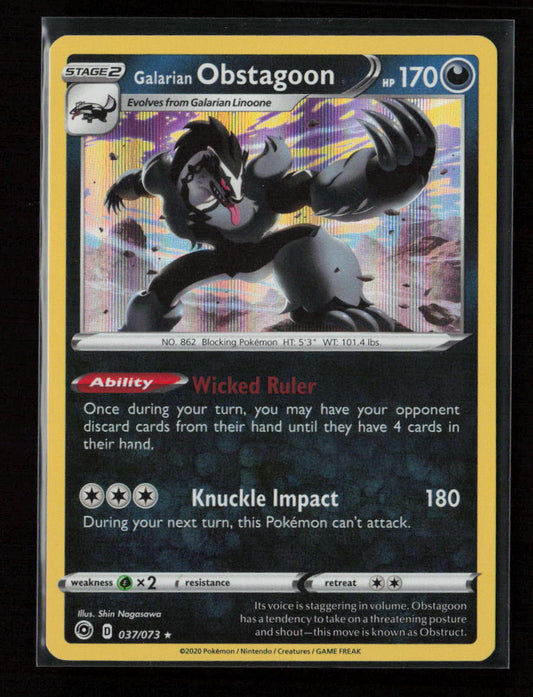 Galarian Obstagoon Holo Rare Champion's Path 37/73 NM