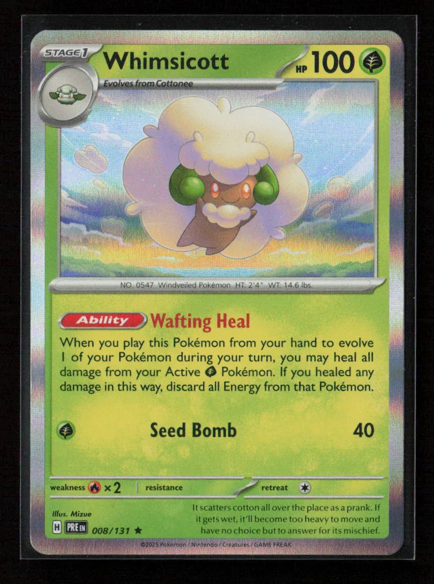 Whimsicott Rare SV: Prismatic Evolutions 008/131 NM - Kang's Collectibles