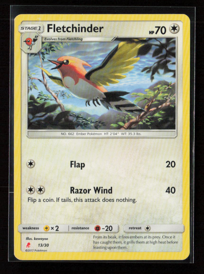 Fletchinder Uncommon SM Trainer Kit: Lycanroc & Alolan Raichu 13/30 LP
