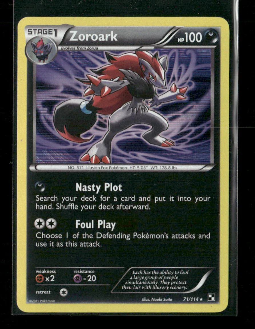 Zoroark Holo Rare Black and White 71/114 LP - Kang's Collectibles