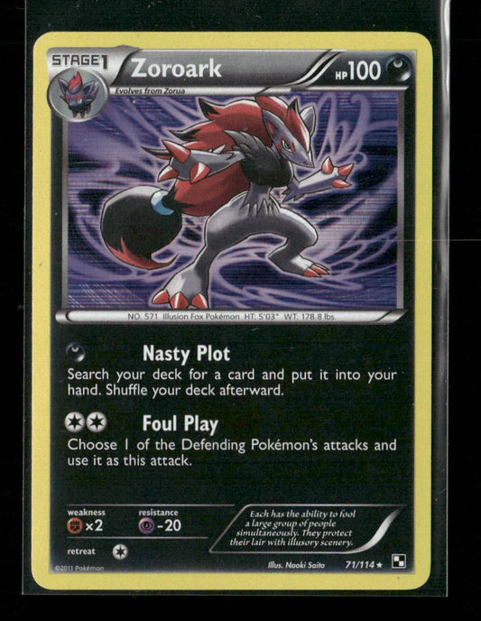Zoroark Holo Rare Black and White 71/114 LP - Kang's Collectibles