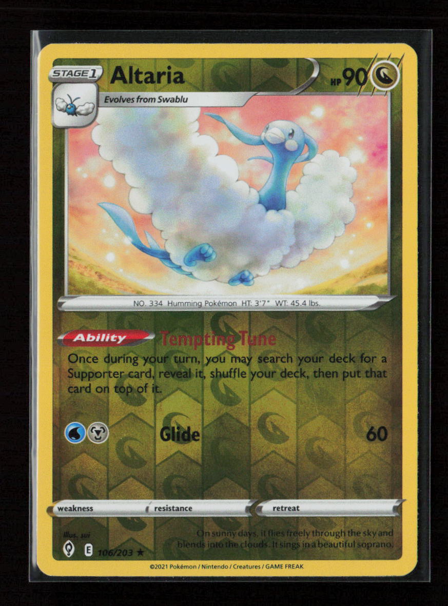 Altaria Rare SWSH07: Evolving Skies 106/203 NM