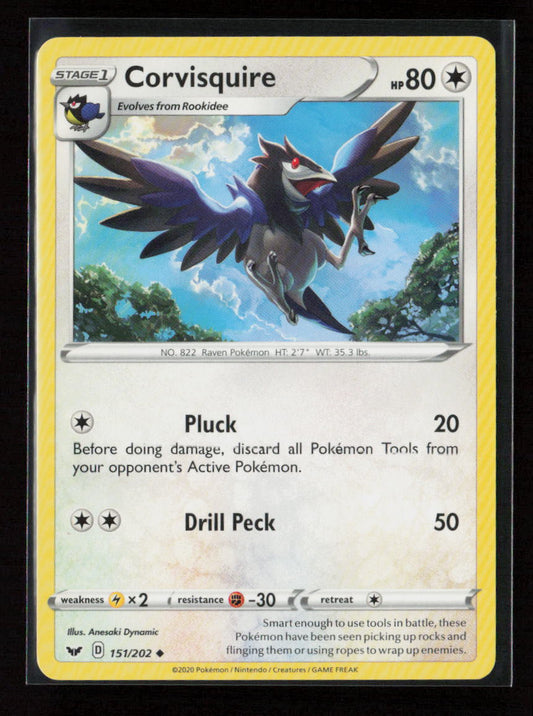 Corvisquire Uncommon SWSH01: Sword & Shield Base Set 151/202 LP