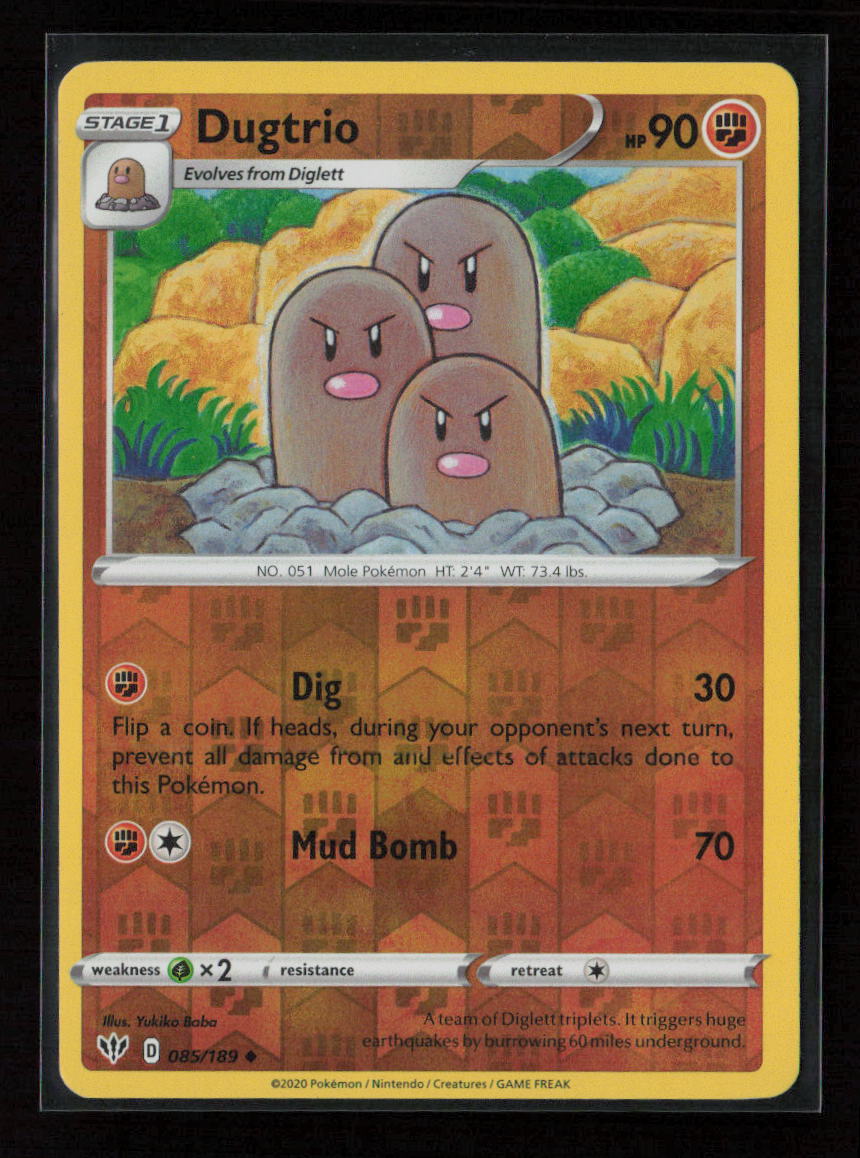 Dugtrio Uncommon SWSH03: Darkness Ablaze 085/189 NM