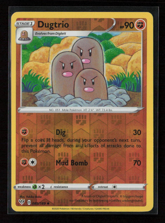 Dugtrio Uncommon SWSH03: Darkness Ablaze 085/189 NM