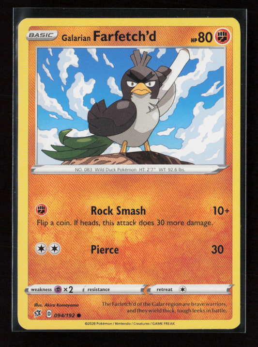 Galarian Farfetch'd Common SWSH02: Rebel Clash 094/192 LP