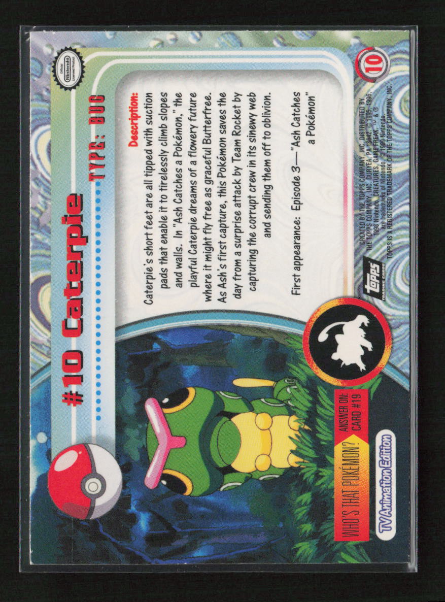 Caterpie Pokemon 1999 Topps TV 10 NM (Back)