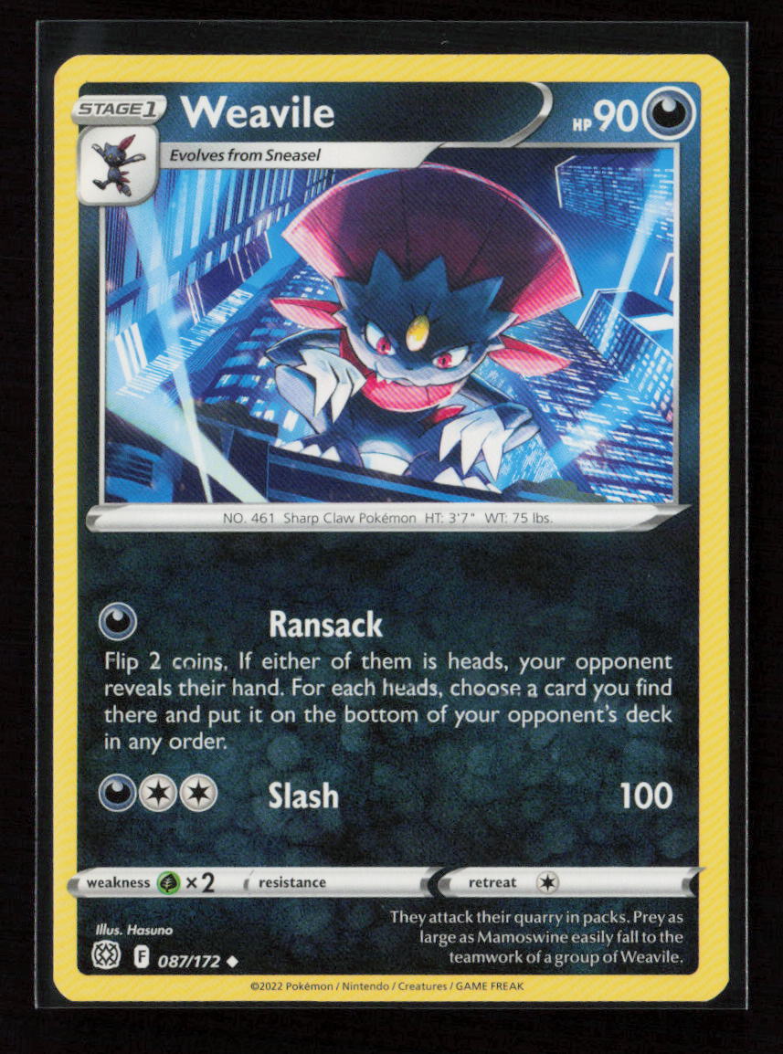 Weavile Uncommon SWSH09: Brilliant Stars 087/172 LP