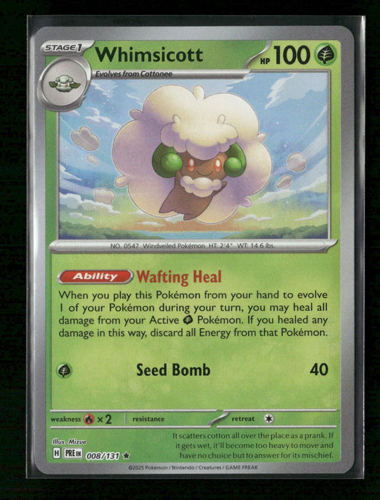 Whimsicott (Poke Ball Pattern) Rare SV: Prismatic Evolutions 008/131 NM - Kang's Collectibles