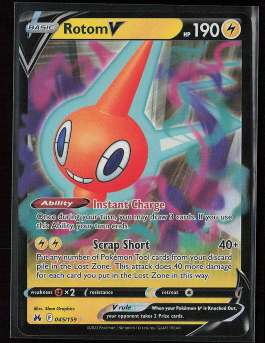 Rotom V Ultra Rare Crown Zenith 045/159 NM - Kang's Collectibles