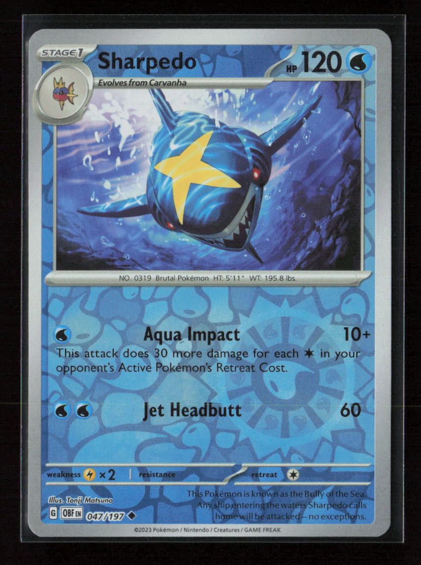 Sharpedo Uncommon SV03: Obsidian Flames 047/197 NM