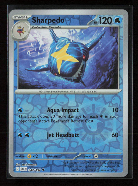 Sharpedo Uncommon SV03: Obsidian Flames 047/197 NM