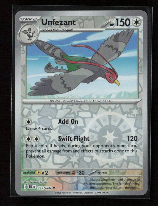 Unfezant Uncommon SV: Black Bolt 073/086 NM - Kang's Collectibles