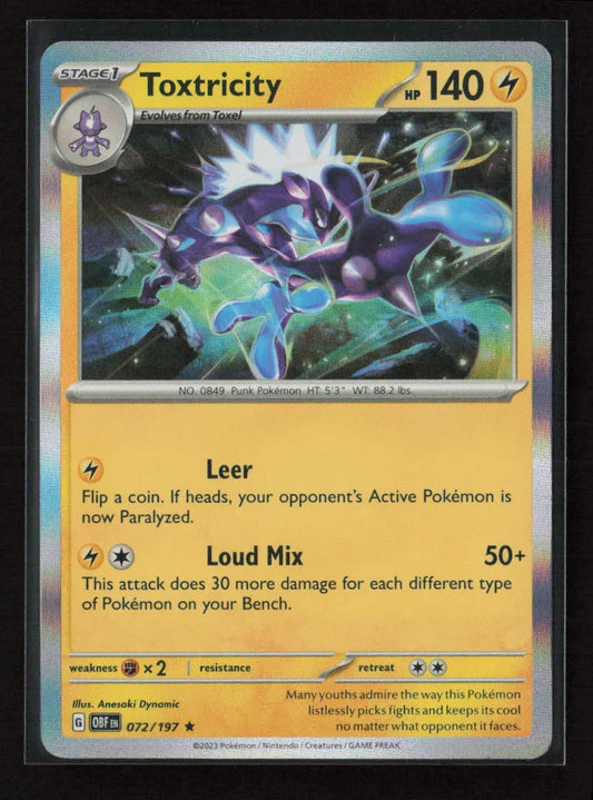 Toxtricity Rare SV03: Obsidian Flames 072/197 NM - Kang's Collectibles