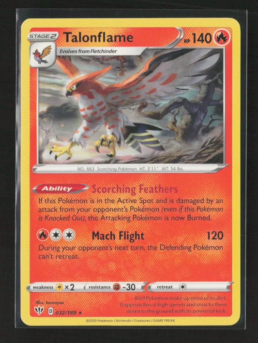 Talonflame Rare SWSH03: Darkness Ablaze 032/189 LP