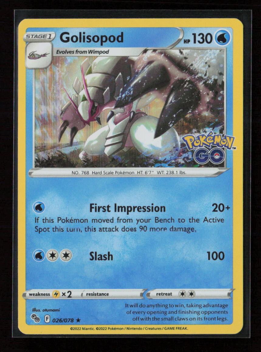 Golisopod Holo Rare Pokemon GO 026/078 NM