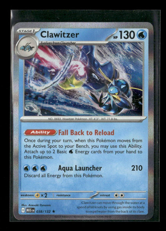 Clawitzer Rare ME01: Mega Evolution 038/132 NM - Kang's Collectibles