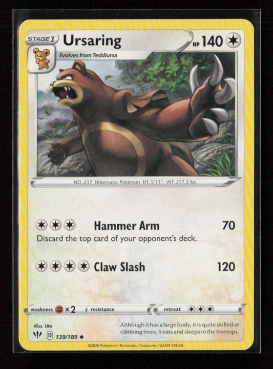 Ursaring Uncommon SWSH03: Darkness Ablaze 139/189 LP
