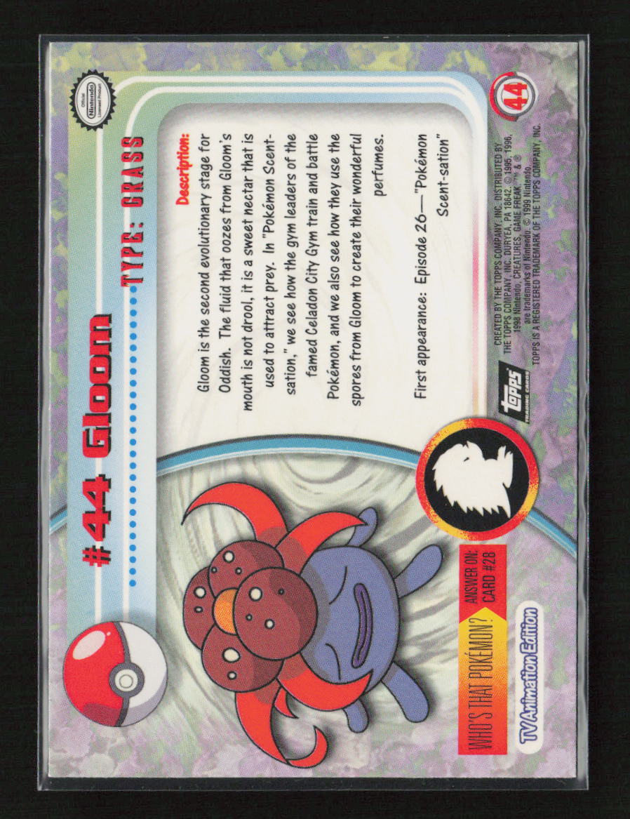 Gloom Pokemon 1999 Topps TV 44 NM (Back)