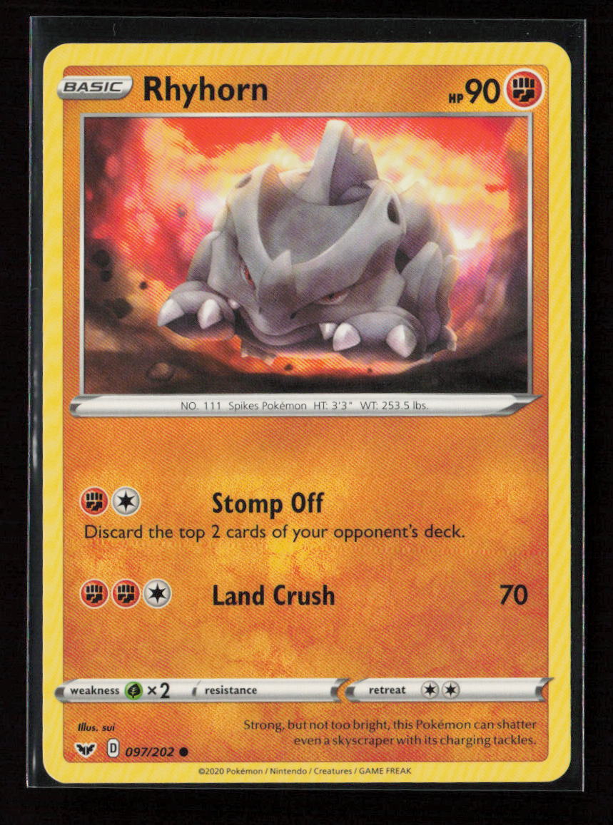 Rhyhorn (097) Common SWSH01: Sword & Shield Base Set 097/202 LP