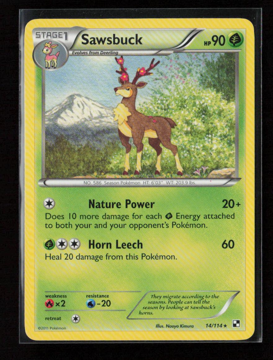 Sawsbuck Rare Black and White 14/114 NM - Kang's Collectibles