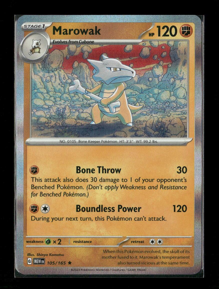 Marowak Rare SV: Scarlet & Violet 151 105/165 LP - Kang's Collectibles