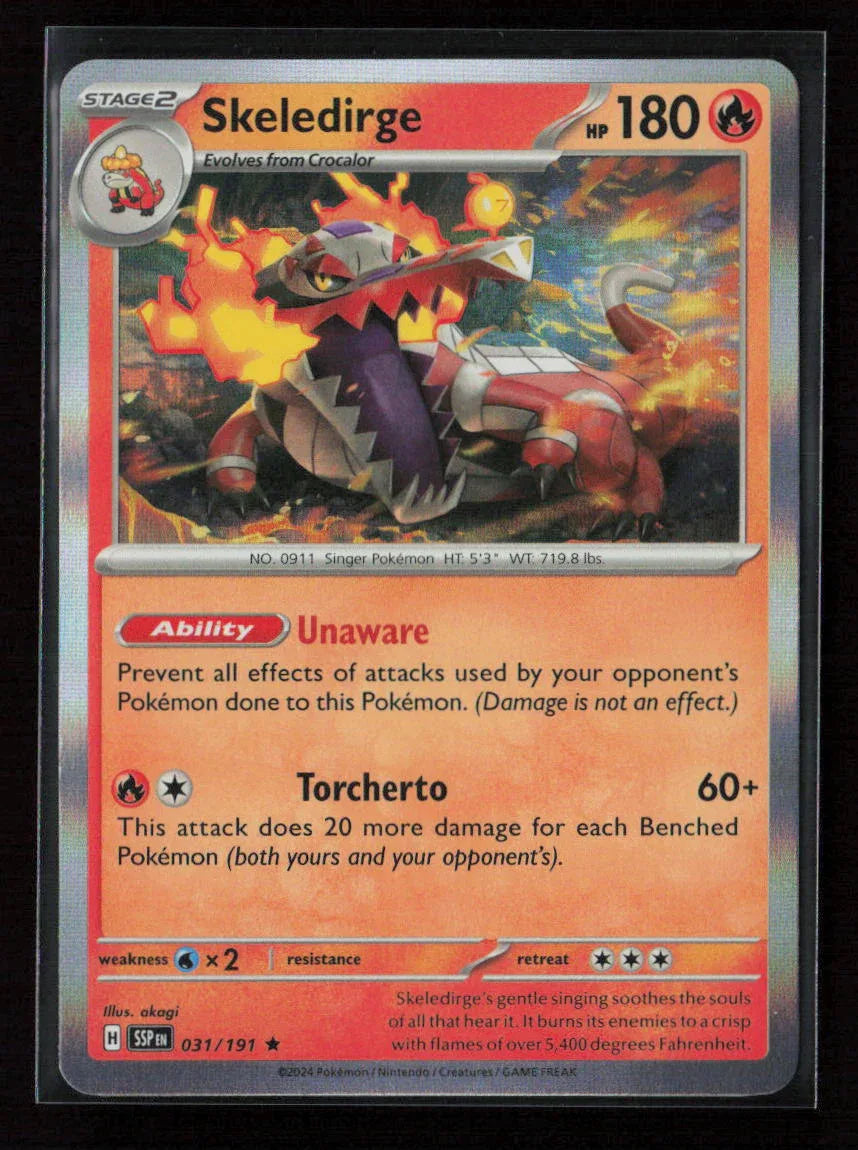 Skeledirge Rare SV08: Surging Sparks 031/191 NM - Kang's Collectibles