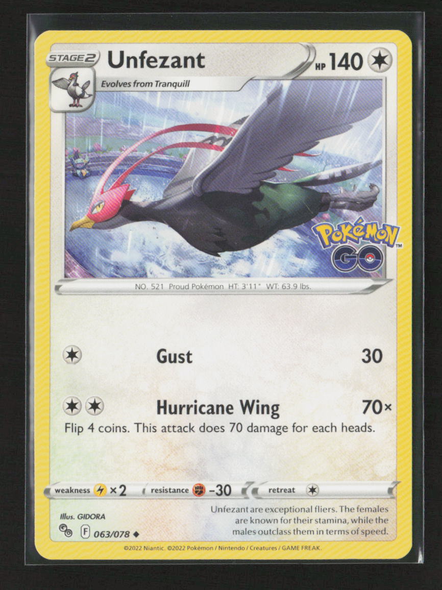 Unfezant Uncommon Pokemon GO 063/078 LP