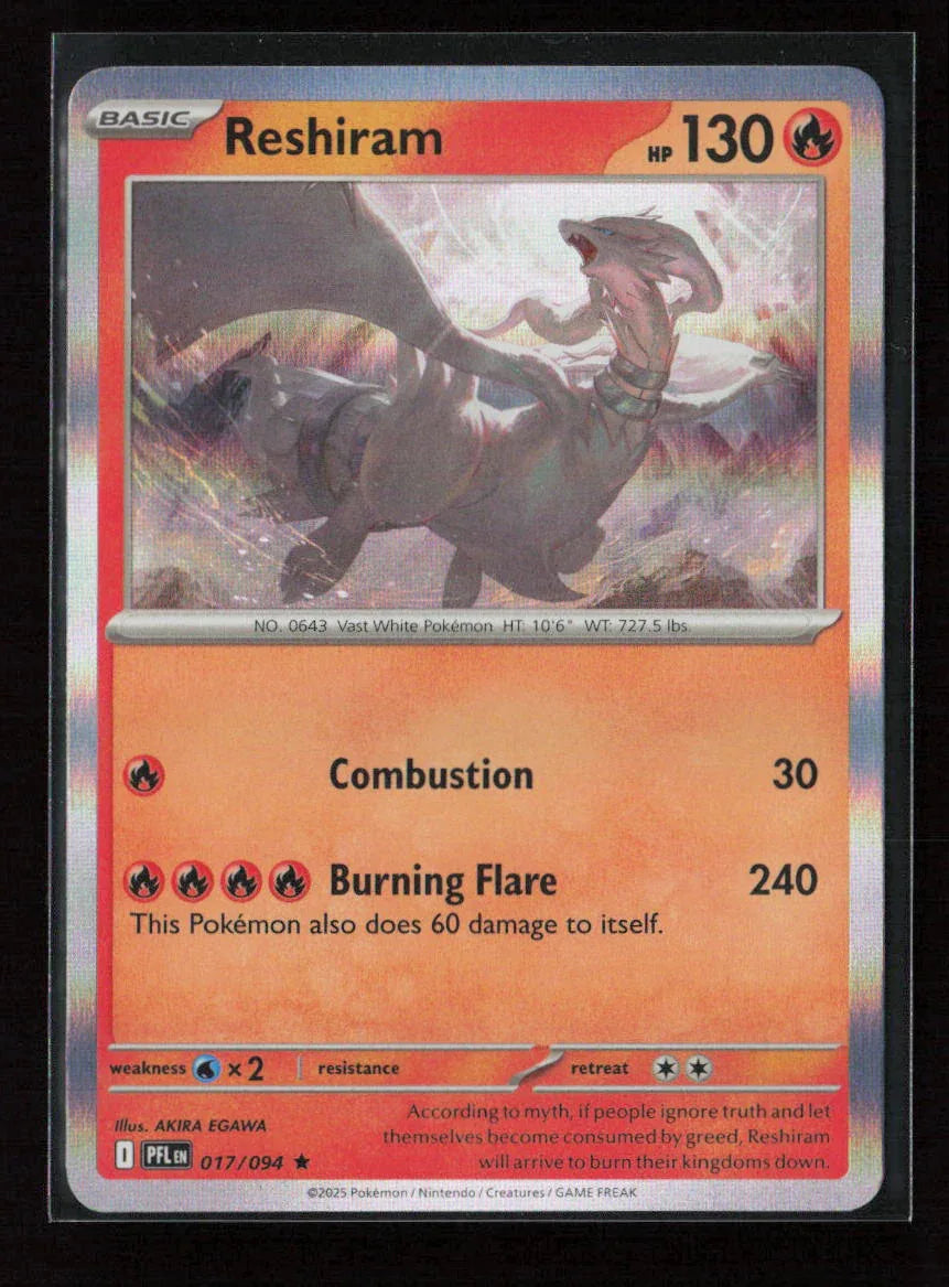 Reshiram Rare ME02: Phantasmal Flames 017/094 NM - Kang's Collectibles